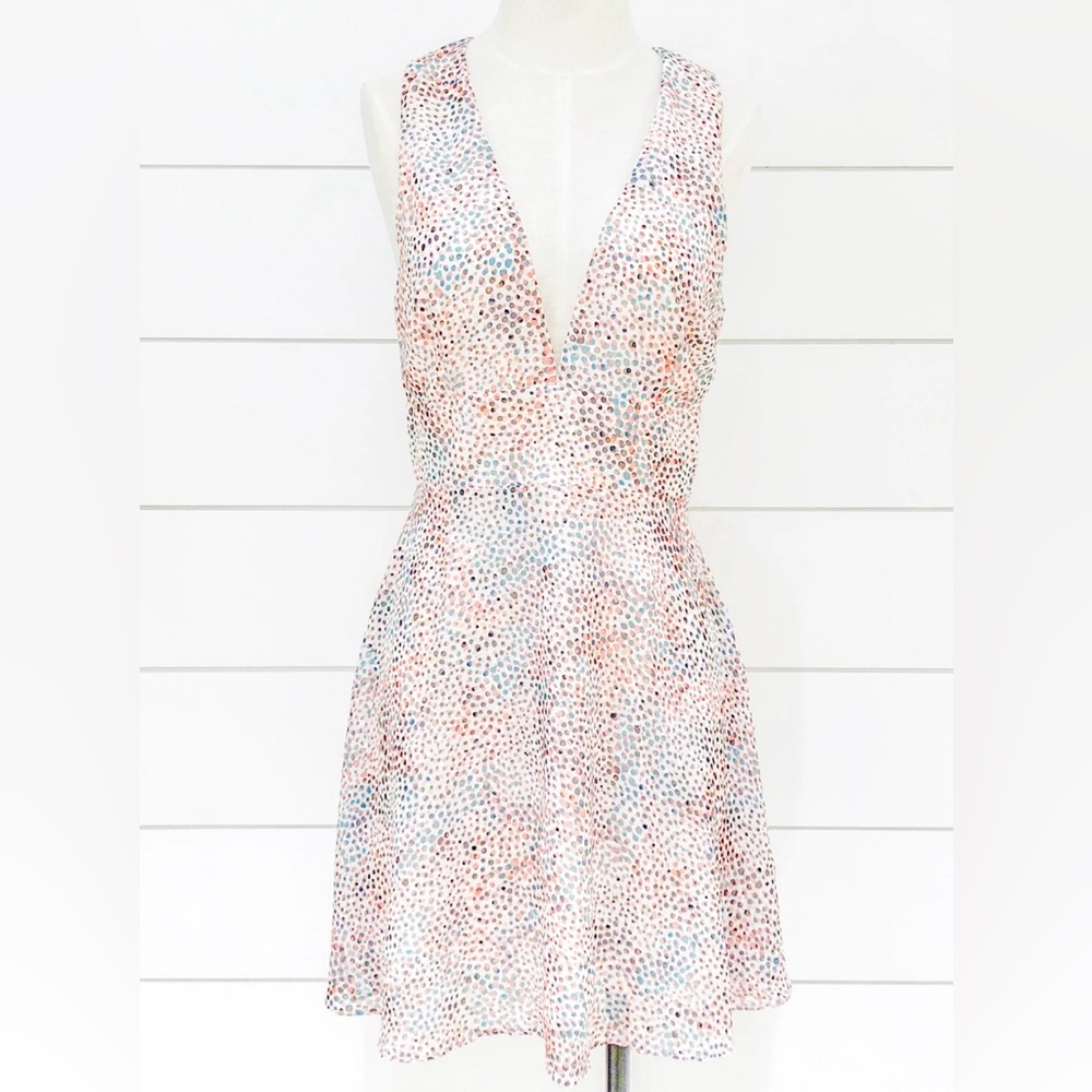Sage The Label Mini Dress Sleeveless V-Neck Multi Abstract Polka Dot Print M